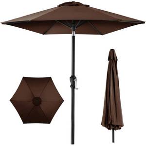 Outdoor Steel Market Patio Umbrella Decoration w Tilt, Crank Lift - 10ft, Brown