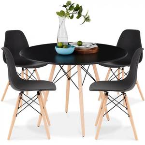 4-Piece Compact Mid-Century Modern Set of 4 Chairs, Wooden Legs - BlackOak (Chairs Only)