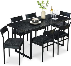 Modern Dining Room Kitchen Table, Dining Table, - BlackBlack (Table Only)