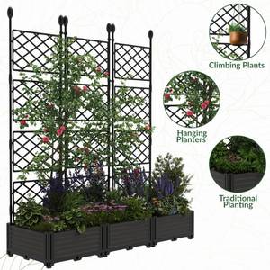 Garvee 3 PCS Raised Garden Bed with Trellis, 48 x 63 Plastic Planter Box for Climbing Plants, Outdoor Vertical Garden with Privacy Screen for Patio, Balcony, Backyard  Sturdy & Lightweight