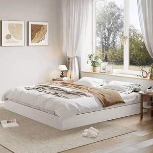 Garvee California King Size Solid Wood Platform Bed Frame Floor Standing Modern Minimalist Sturdy Slats No Box Spring Needed Space Saving