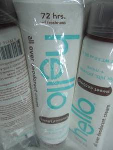Hello All Over Deodorant Cream Sweet Coconut  72-Hour, Aluminum-Free, 3 oz