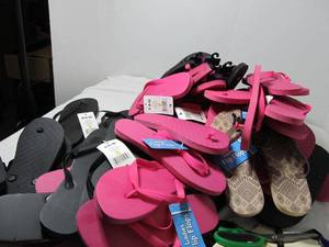 Box of New Overstock Flip Flops