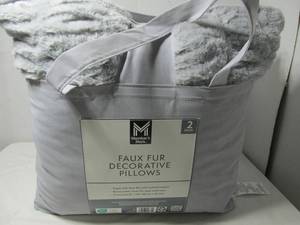 Members Mark Oversized Gray Faux-Fur Decorative Pillows