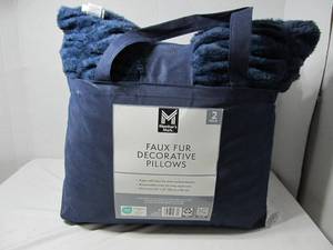 Members Mark Oversized Blue Faux-Fur Decorative Pillows