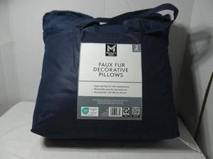 Members Mark Oversized Blue Faux-Fur Decorative Pillows