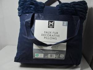 Members Mark Oversized Blue Faux-Fur Decorative Pillows