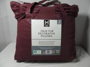 Members Mark Oversized Maroon Faux-Fur Decorative Pillows