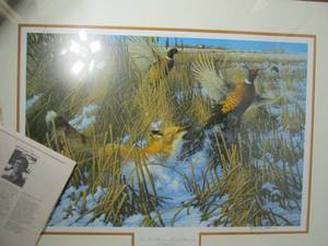 Michael Sieve Fast Food Hunter  Fox and Pheasants Signed Limited Edition Print 581950, Framed with COA