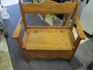 Vintage Oak Hall Bench  Telephone Chair with Lift-Top Storage