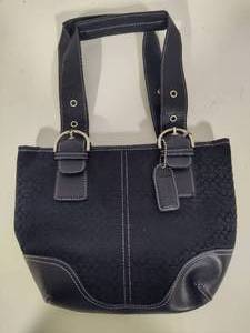 Coach Black LeatherCanvas Signature Bag