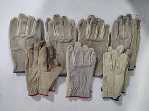 Seven Pair Leather Work Gloves