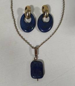 Lapiz Lazuli Pierced Earrings & Pendant