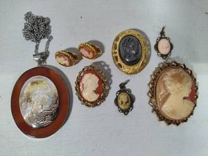 Pretty Cameo Collection of PinsEarringsPendants