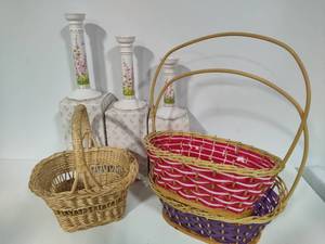Creative Circle Candle Stick Holders New in Box & Asst Spring Baskets