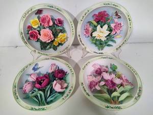 Lena Luis Beautiful Gardens 3-D Collectible Plates from the Bradford Exchange wCOAs