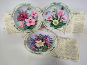 Lena Luis Beautiful Gardens 3-D Collectible Plates from the Bradford Exchange wCOAs