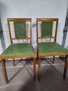 Two Folding Leg-o-Matic Padded Chairs