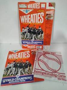 1987 World Champions Wheaties Boxes TWINS WIN and Homer Hankie