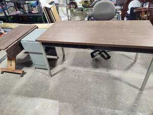 Three Shop Tables  Office Chair on Wheels