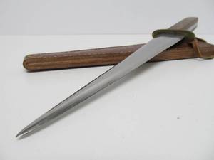 Custom Made 14 Fixed Blade Knife wTriangular 2-Edged Blade &amp Leather Sheath