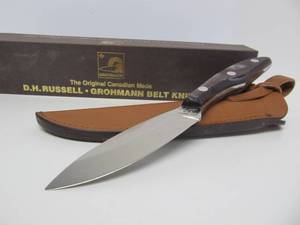 DH RUSSELL Fixed Blade Grohmann Belt Knife #1S - Mint in Box wLeather Sheath #1