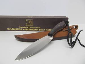 DH RUSSELL Fixed Blade Grohmann Belt Knife #1S - Mint in Box wLeather Sheath #2