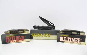 3 SCHRADE Folding Knives - Mint in Box