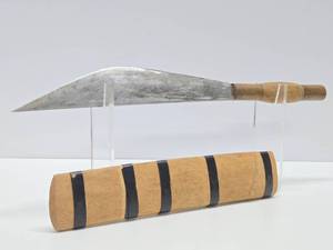 Very Sharp Vintage Filipino Machete wSheath - Copper &amp Wood Handle - 18