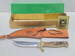 Vintage German PUMA Trappers Companion Fixed Blade Stag Handle Knife wOriginal Box &amp Sheath
