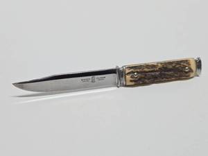 Excellent Vintage Anton Wingen Jr. Rostfrei Solingen Othello Stag Handle Fixed Blade Knife 8