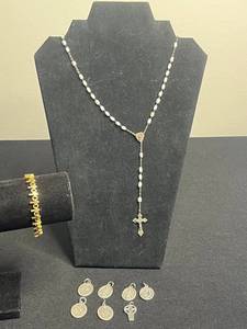 Premier Cross Bracelet & Gold-Tone Rosary Necklace with Cross Pendant & Medallions - Bead Chain