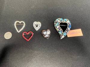 Florenza Heart-Shaped Gemstone Brooch, Lot of Rhinestone Brooches - Vintage Costume Jewelry Set