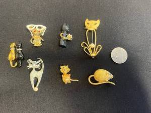 Vintage Gold-Tone Cat & Mouse Jewelry - Assorted Pins & Pendants