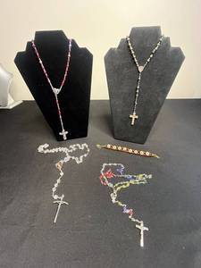 Cross Necklace & Rosary Collection - Mixed Beads & Pendants - displays not inc