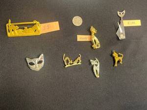 VTG Monet & JJ Vintage Cat Gold-Tone Brooches & Mixed More Cat Motifs