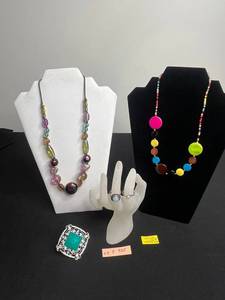 Avon Sterling Ring, - Colorful Bead Necklaces, Turquoise Scarf Clasp & Sterling Ring