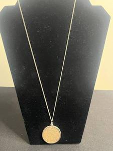 Mercury Dime Pendant Necklace - 1935 Liberty Head in Rope-Bezel