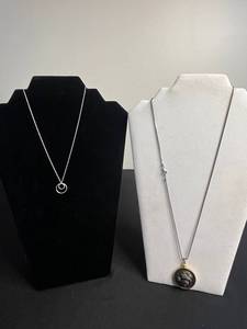 VTG Necklace Set Inc US 1917 Pop Out Coin Medallion & Two-Tone Circle Pendant Necklace