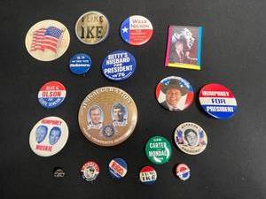 US Presidential Campaign Buttons Collection Humphrey-Muskie, Carter-Mondale, Nixon, McGovern