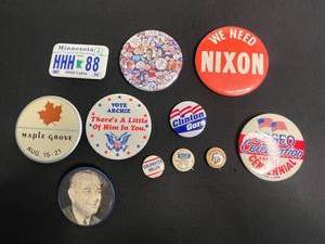 Campaign Buttons & Pins Collection - Nixon 68, Goldwater Miller, Jesse Jackson 88