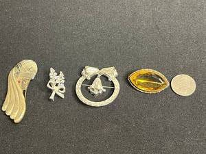VTG Brooch Collection Inc MJENT Womens Profile Brooch & Citrine Oval Pin & More