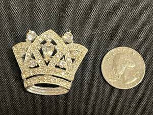 Vintage Canegie Diamond Like Pav Brooch with Pear-Cut Center Stone in Gold-Tone Metal