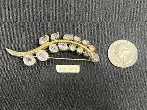 Eisenberg Gold-Tone Rhinestone LeafVine Brooch - Vintage