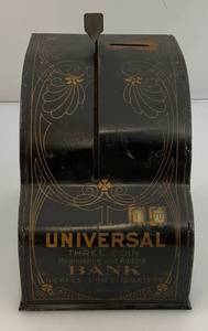 1905 Universal 3 Coin Registering Adding Tin Litho Bank Chas. W. Shank C. Chi