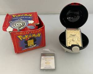 1999 Pokemon Limited Edition Burger King Poliwhirl 23K Gold Plated Trading Card With COA Pokemon Ball And Original Box