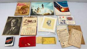 Misc. Collectiblke Vintage Paper Items Including 1964 Calendar, NASA Shuttle Luanch Photograph 11 x 14 And more