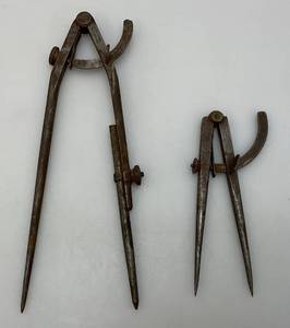 Antique Primitive Machinist Metal Scribe Compasses 6 x 9 34