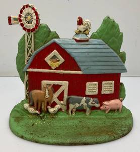 Vintage Heavy Cast Iron Farm Animal And Barn Door Stop 8 x 9