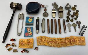 Misc. Vintage Collectibles Including Pocket Knifes, Whistles And More